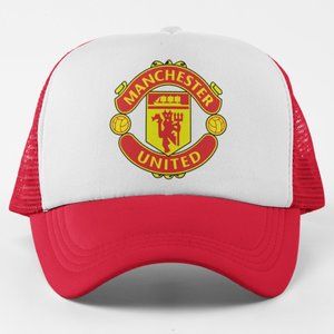 NEW Manchester United Color Crest Foam Trucker Mesh Snapback Hat 2TONE RED